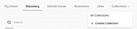 Fish Audio Collections Dropdown mit den Optionen All Collections und Create Collection