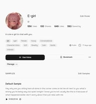 Fish Audio Sprachdetailseite mit Bookmark-Button