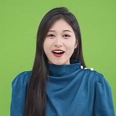 绿幕藏蓝肩上珍珠气质女生