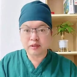 蓝帽子医生手术服戴眼镜