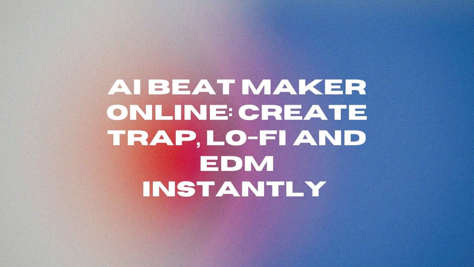 Imagem de capa para "AI Beat Maker Online: Crie Trap, Lo-fi e EDM Instantaneamente", apresentando um design futurista e o texto do título