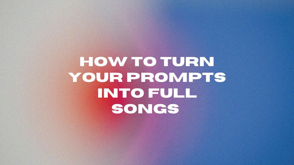Imagen de portada para "Cómo transformar prompts en canciones completas: de texto a música", con un diseño futurista y el texto del título